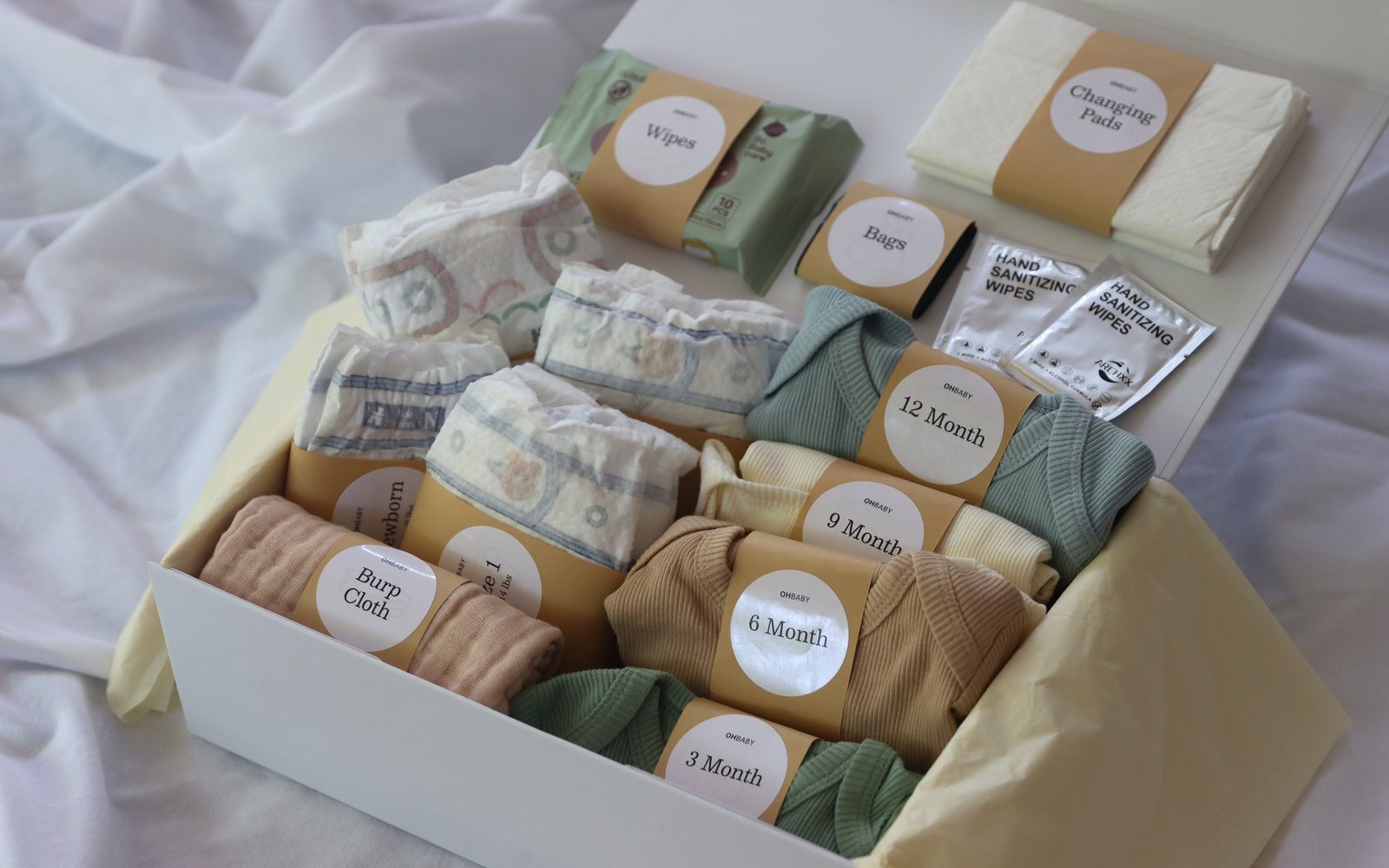 Close view of Oh Baby Kit contents packed inside the box.